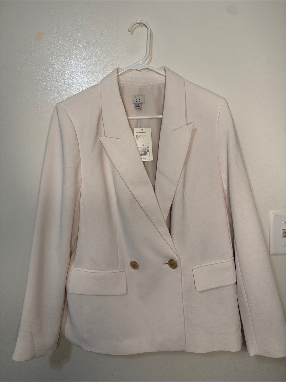NWT A New Day Blush Double Breasted Blazer Size M